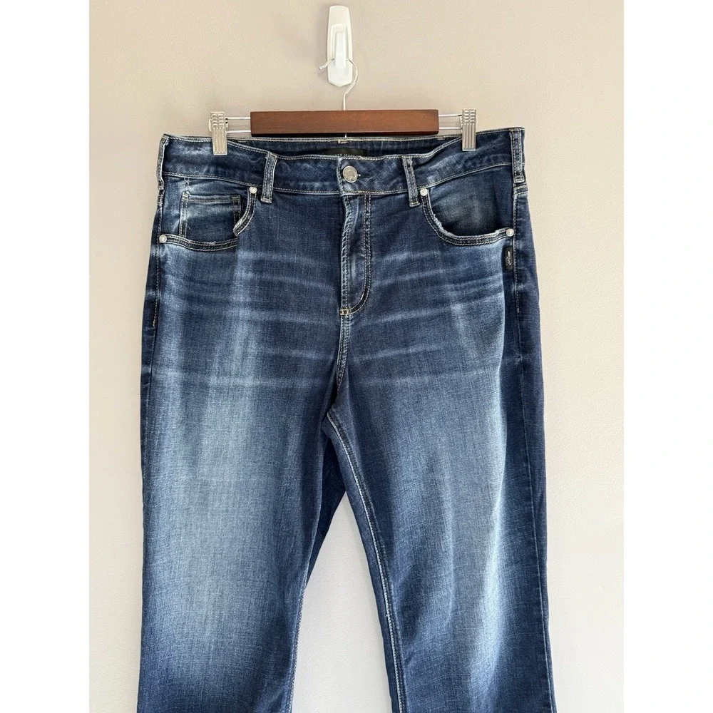 Silver Jeans Avery Straight Stretch Denim Blue Womens 16W High Rise Dark Wash - Picture 6 of 16